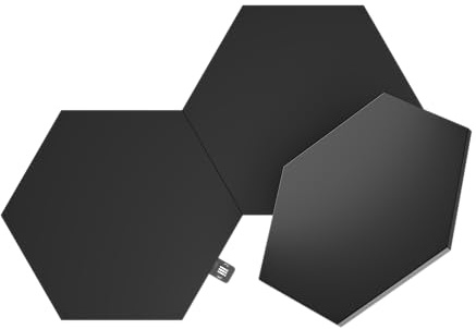 Nanoleaf Shapes Ultra Black Hexagon expansionspaket, 3 extra LED-paneler – smarta modulära RGBW WLAN 16 miljoner färger vägglampa inomhus, musik och skärm Sync, fungerar med Alexa