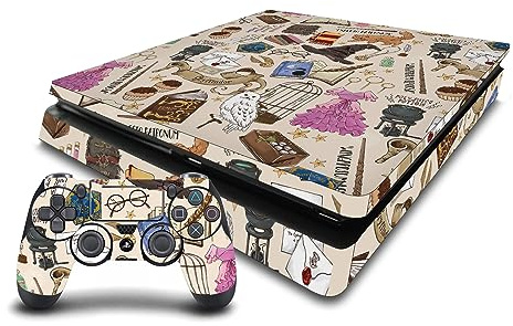 Head Case Designs Officially Licensed Harry Potter Hogwarts Pattern Graphics Vinyl Sticker Gaming Skin Decal Cover Compatible With Sony PlayStation 4 PS4 Slim Console and DualShock 4 Controller