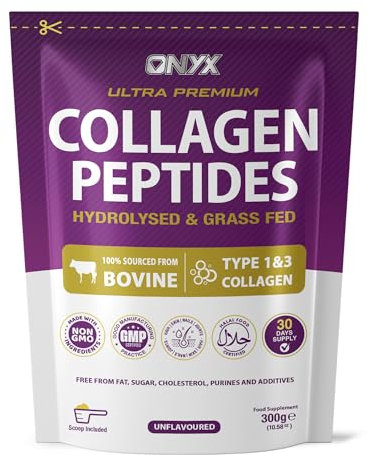 Premium Collagen Powder (Type I, III) Hydrolysed Bovine Collagen Peptides Powder - Halal Certified - 19 Amino Acids - High Levels of All 8 Essential Amino Acids & BCAAs - 150g