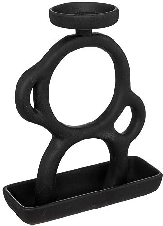 Atmosphera - Kerzenhalter Keramik - H.26-5 cm - Schwarz