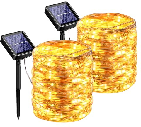 phosir Solar Lichterkette Aussen - 2x26M 480 LED Lichterkette Außen Solar Outdoor - 8 Modi IP65 Wasserdicht Solarlichterkette Außen Wetterfest für Balkon Garten Patio Weihnachten Wedding (Warmweiß)