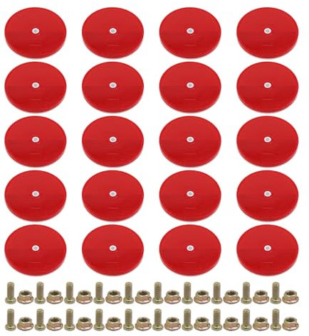 20 riflettori anteriori rotondi da 7,62 cm, riflettori per rimorchio, con viti, riflettore di sicurezza per recinzioni, cancelli, cassette postali (rosso)