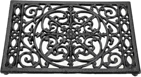 SUMTree Heavy Duty Retangle Cast Iron Trivets, Decorative Trivet Mat Hot Pot Holder Pads for Kitchen or Dining Room Worktops, 24.5 * 16.5 * 1.6cm (Black)