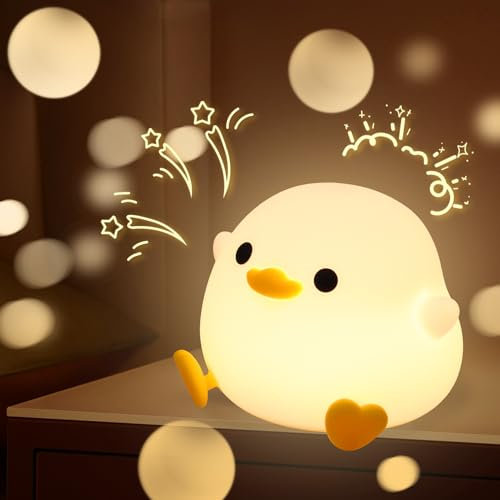 Luz Nocturna Infantil Pato de Silicona, Luz Nocturna Regulable, ,Luz Bebe Nocturna con Temporizador, Adecuada para la Decoración de Habitaciones Regalos para Niños, Regalos de Cumpleaños y Navidad