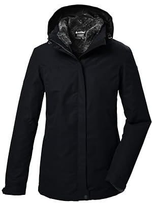 Killtec Damen 3 in 1 Funktionsjacke/Outdoorjacke mit abzippbarer Kapuze und einzippbarer Fleecejacke KOW 303 WMN JCKT, schwarz, 50, 41820-000