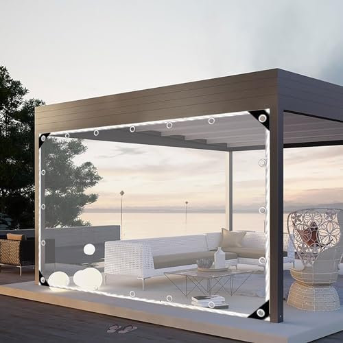 wasserdichte Planen Seitenwände Transparente Vorhänge Wasserdicht PVC Wetterfeste Regenschutz Plane wasserdichte Abdeckfolie Schutzplane Für Draußen Zelt Klarsichtplane Planen Garten 2x3m (Size : 1x5