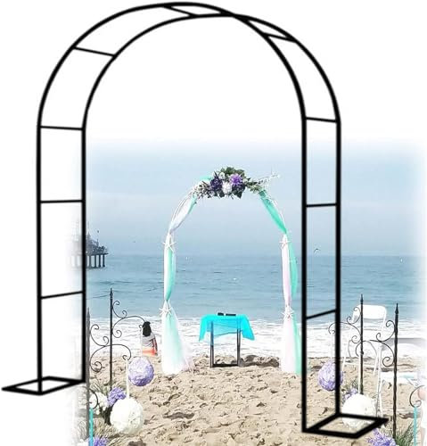Arche Jardin Aluminium Largeur, Arche À Rosiers Métal, Filet À Plantes Grimpantes, Filet de Treillis, pour Récolte de Concombres, Légume, Vignes, Plantes Grimpantes,Noir,140x230x40CM