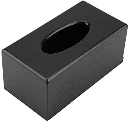 Scatola per fazzoletti in legno, dispenser per fazzoletti cosmetici, supporto per soggiorno, ristorante e hotel, 23 x 12 x 10,5 cm (nero)