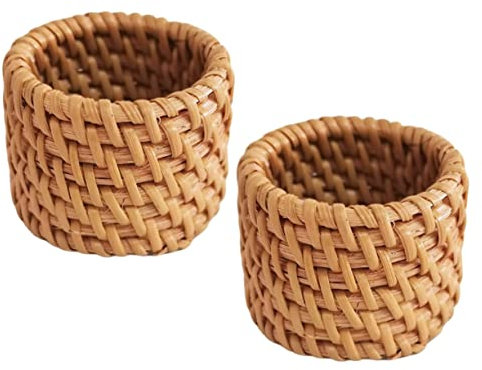 Cabilock 2st Stroh Serviettenringe Japanisches Dekor Rustikale Serviettenringe Weihnachtsserviettenringe Verschleißfester Serviettenring Serviettenhalter Für Weihnachten Weben Schal Rattan