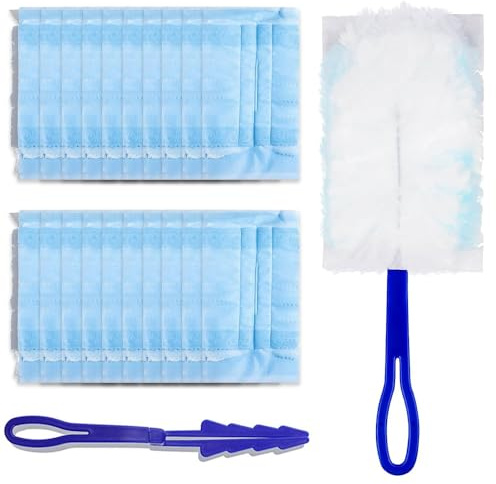 Staubtuch Nachfüllung, 20 Stück Reinigungsstaub Staubmagnet Nachfüllpack mit 1 Handgriff, Reinigungsstaub Staubwischer für Staub, Schmutz, Tierhaare