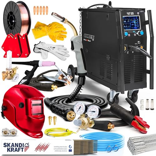 Spartus EasyMIG 325 - Saldatrice a Filo Continuo con Gas e Carrello da 300A - Sinergia Totale - MIG/MAG, MMA, TIG-LIFT - Induttanza, Saldobrasatura - 2T/4T, Euroconnettore - Set Professional