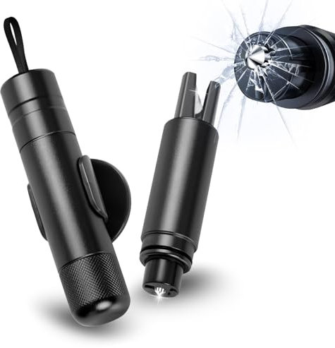Sosayet 2 In 1 Gurtschneider Notfallhammer - 2 Stück Hammerdex Glasbrecher - Notfallhammer Auto mit Gurtschneider - Aufgerüstet Emergency Rescue Tool - Sicherheitshammer Auto fürs Bus, PKW (Schwarz)