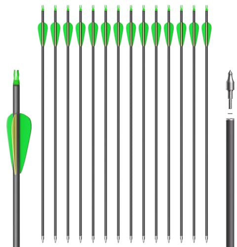 NorthSpoor 14Pcs 30 Archery Carbon Arrows Hunting Arrow for Recurve Bow and Compound Bow Target Practice