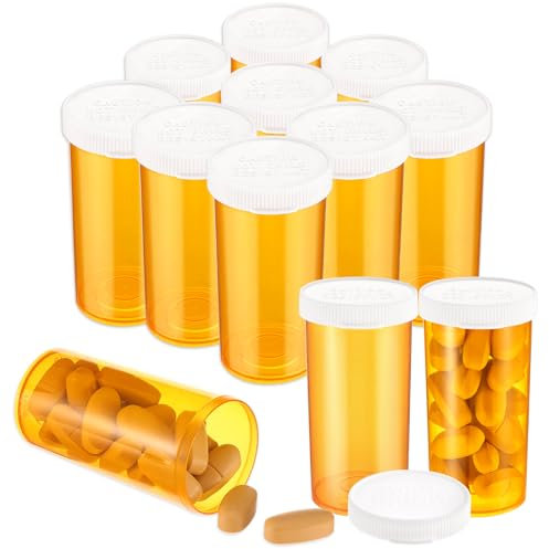 Dimeho Lot de 9 flacons de pilules vides en plastique transparent avec bouchons faciles à ouvrir (orange)