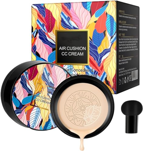 New Mushroom Head Air Cushion CC Cream - BB Cream Face Make Up, CC Cream, Long-Lasting Matte Waterproof Moisturizing Concealer Beauty Cream Foundation (Natural, 10cm)