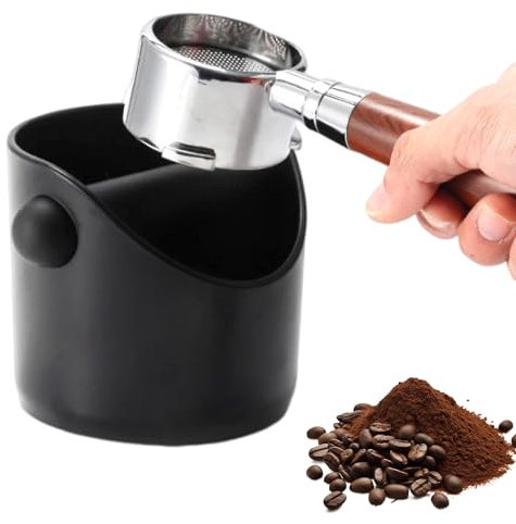 Ksvaye Knock Box Café Boite a Marc de Cafe Espresso Knock Box Pot Marc de Café avec Barre de Frappe Amovible en Métal et Base Antidérapante pour Cuisine Café Bar Bureau,Récipient à tambour