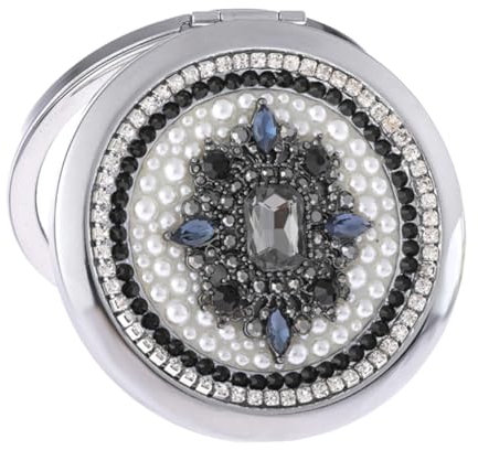 Beatifufu Barock Stil Schminkspiegel Klein Faltbar Tragbar Damen Makeup Spiegel Doppelseitig Kompakter Kosmetikspiegel Reise Geschenk