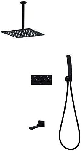 Shower Set Faucets Black Wall Mounted Rainfall Bathroom Concealed Shower Mixer Taps Bath Rain Shower Set Bathroom Faucet