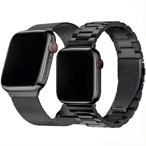 Hongxinzhan 2pcs bracelet de montre en métal compatible avec Apple Watch