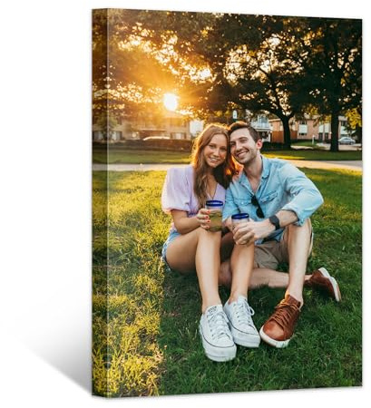 Personalized Canvas Wall Art (Framed 8“X 12”) Custom Canvas Prints with Your Photos Wall Art for Living Room,Bedroom,Couple Photo Prints for Christmas Gifts