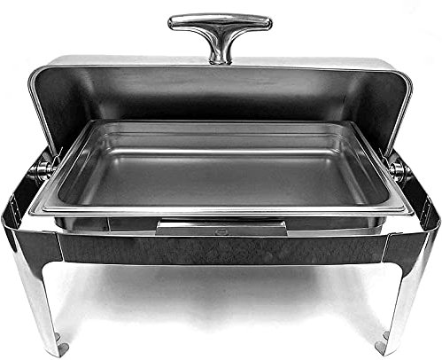 HGJHJJHK 9L Full Size Roll Top Chafing Dish Stainless Steel - Food Warmer Sets with Food Pan, Water Pan and Fuel Holders for Wedding, Parties, Banquet(Silver) Decoration