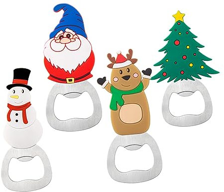 KOMBIUDA 4stücke Weihnachts-flaschenöffner Im Cartoon-design Tragbare Bieröffner Für Weihnachtsfeier Inklusive Weihnachtsmann Weihnachtsbaum Schneemann Und Bär Für Und Feiern