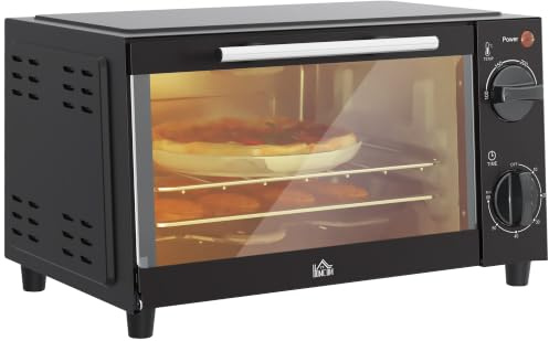 HOMCOM Mini Backofen 9 L 750W 100-230℃ 60 Min. Timer Backblech Schwarz