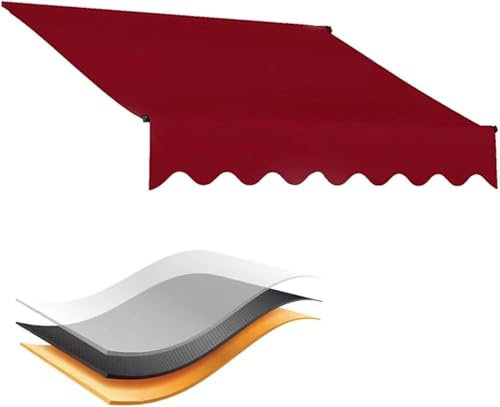 Tenda da sole retrattile per esterni, in tessuto, impermeabile, per cortile, balcone, negozio, ristorante, bar, terrazza, 6,6/8,2/13/4,9 m, rosso