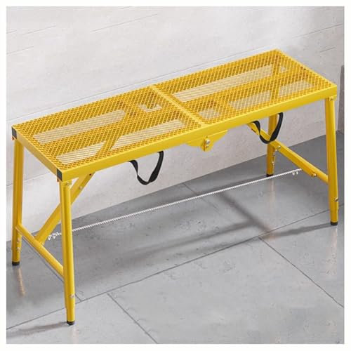 Plataforma de trabajo plegable para andamios portátiles, color amarillo, 150 x 40 x 51 cm