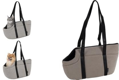 Hundetasche - Tragetasche Aaliyah Grau – 46x23x25cm – Polyester mit Schaum – Abnehmbares Kissen – Sicherheitsleine – Einfach zu reinigen