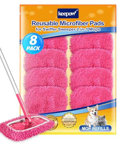 KEEPOW 8 Cuffietta In Microfibra per Swiffer Lavapavimenti | Panni Lavabile per Swiffer Cattura Polvere, Chenille - per Swiffer Scopa, Ideale per La Pulizia Di Pavimenti Duri E In Legno