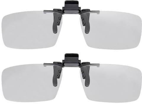 MECCANIXITY 2 Pcs Polarized Clip-on 3D Glasses, Passive Circular 3D Viewing Glasses Frame for Anaglyph Movies Theater Games TV Photo Projector
