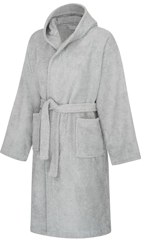 Clinotest Kinderbademantel aus Frottee – Weich, saugfähig, 100% Baumwolle, mit Kapuze, Bindegürtel, maschinenwaschbar, ideal für Jungen & Mädchen.