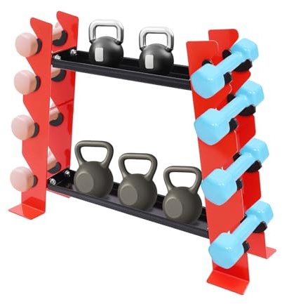 MEELRYD Soporte para mancuernas, 8 estantes, 2 niveles, hasta 150 kg, soporte para discos de entrenamiento de fuerza, soporte para pesas cortas, soporte para diferentes tipos de mancuernas