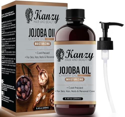 Kanzy Jojobaolja 250 ml – Kallpressad Ren Jojobaolja för Hår, Hud, Ansikte, Naglar, Ögonfransar & Skägg – Icke-Fet, Multifunktionell Basolja för Daglig Användning