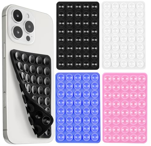 4 Pezzi Supporto a Ventosa per Cellulare in Silicone,Porta Smartphone Antiscivolo,Supporto A Ventosa per Telefono Cellulare Bifacciale, compatibile con Tutti i Modelli(4 Colori)