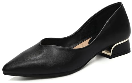 HIPPOSEUS Escarpins Femme Élégantes Chaussures de Bureau Confortable Classique Chaussures Habillées Noire avec Talon Bloc 2.5cm,41 EU