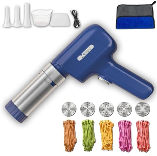 Máquina eléctrica para hacer pasta Idiyappam, máquina eléctrica de mano para hacer pasta, máquina de pasta casera todo en uno, máquina inalámbrica para hacer fideos caseros todo en uno (blue)
