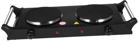 DIYEAH 2000w Portable Hot Double Burner Cast Iron Stove Handle, Black Uk Plug, Home Use Cooktop for Heating and