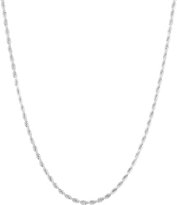 ESPVO 2.5mm 3mm 4mm Stainless Steel Silver Sturdy Rope Chain Necklace for Men Boys Kids Mens Chain with 16-24in Men's Jewellery Gifts for Him