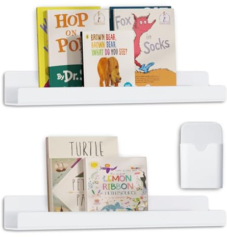 CHARMNAIL 2 Stück Magnetischer Buchhalter & Stiftehalter, Ohne Bohren Starker Magnet, Verdicktes Acryl Weiß, für Klassenzimmer, Büro, Küche, Kühlschrank, Schließfach (43x5.5x5cm)