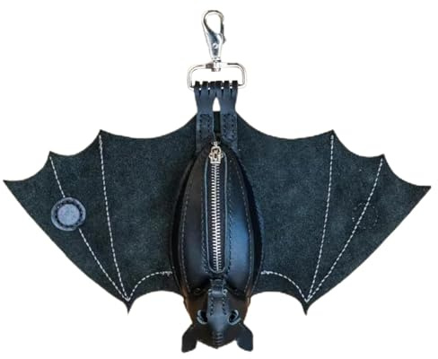 Porte Monnaie Chauve Souris En Cuir - Pochette À Monnaie Gothique Faite Main Avec Fermeture Éclair Et Ailes Pliables, Portefeuille À Monnaies Amusant En Forme De Chauve Souris Pour Sacs Et Ceintures