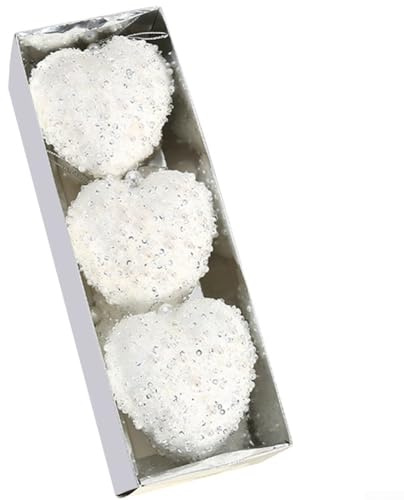 7 adornos de bolas colgantes con formas de corazón de amor para el día de San Valentín para decoración del hogar y celebración (blanco)