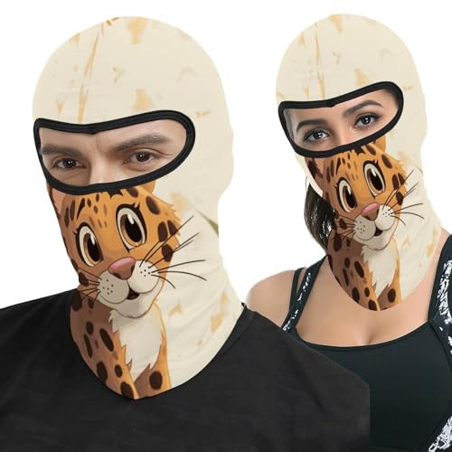 Cute Baby Jaguar Balaclava Ski Mask Head Mask Full Face Mask Summer Cooling Neck Gaiter Windproof Face Cover Sun Protection Scarf Men Women Outdoor Sport Cycling Cap