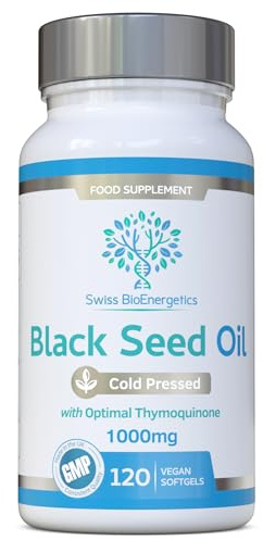 Black Seed Oil 1000mg Capsules, 120 Vegan Softgels, Cold Pressed Black Cumin Seed Oil, Nigella Sativa, Greater Than 1.3% Thymoquinone, GMO Free, UK Manufactured