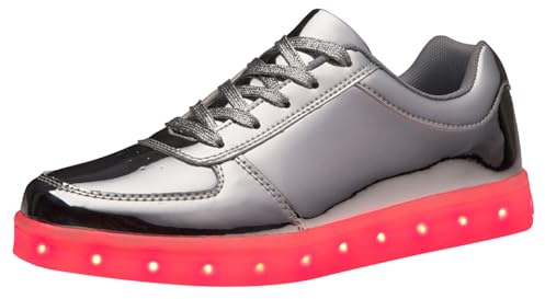 Genérico 2026 Nuevos Zapatos Luminosos de Colores, versión Coreana, Zapatos Deportivos con Carga USB para Parejas, Zapatos Deportivos Bajos Dorados y Plateados (Silver, 46)
