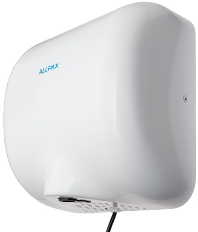 Händetrockner HT 26 Weiß Edelstahl – 12 Sek. Trocknungszeit, 1800 W Turbo Handtrockner mit Infrarotsensor, energiesparend, hygienisch & leise für WC, Gastronomie & Büro
