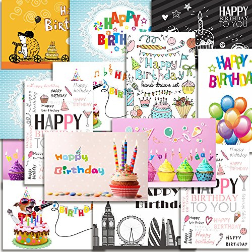 Kuuqa 20 Pezzi Buon Compleanno Carte Con 20 buste, biglietti d'auguri progettato da KUUQA
