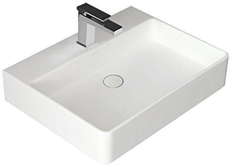 Design Waschbecken Mineralguss Waschtisch zur Wandmontage Gussmarmor Eckig Waschplatz Wandhängend LP6206 60cm weiß glänzend