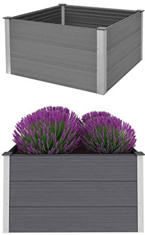 vidaXL Garten Hochbeet Pflanzkasten Blumenkasten Gemüsebeet Pflanzkübel Blumenkübel Frühbeet Gartenbeet Pflanzbeet WPC 100x100x54cm Grau